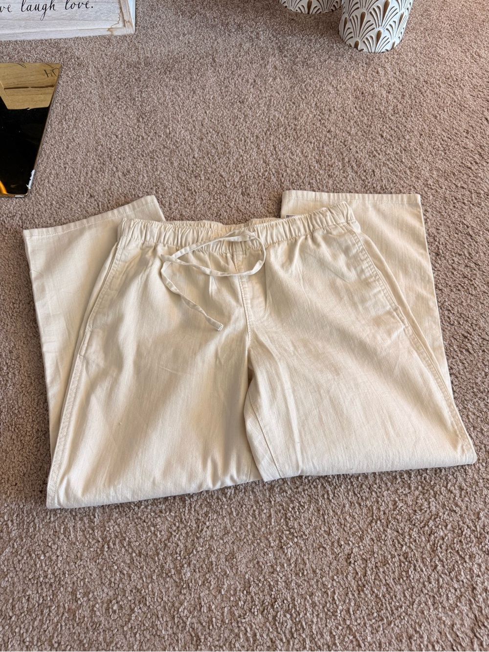 Banana Republic Cream Drawstring Casual Pants